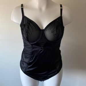 NWT Black Satin and Mesh TORRID Bodysuit sz 3 SEXY!
